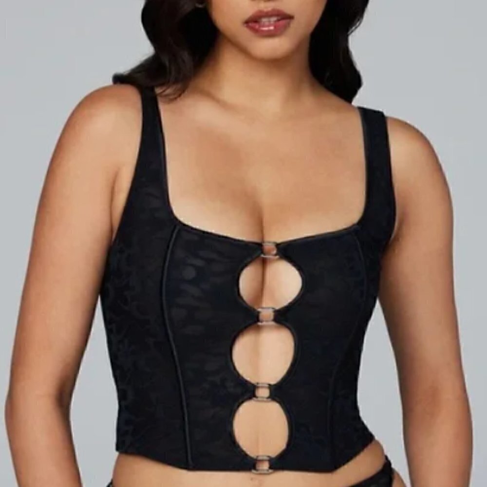 Savage X Fenty Black Link Up Lace Corset Size S